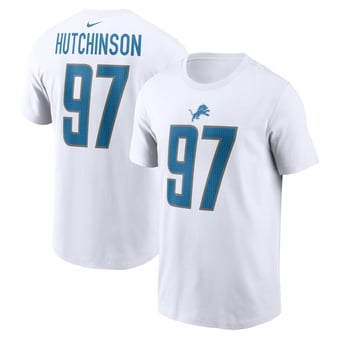 Men's Nike Aidan Hutchinson White Detroit Lions Player Name & Number T-Shirt