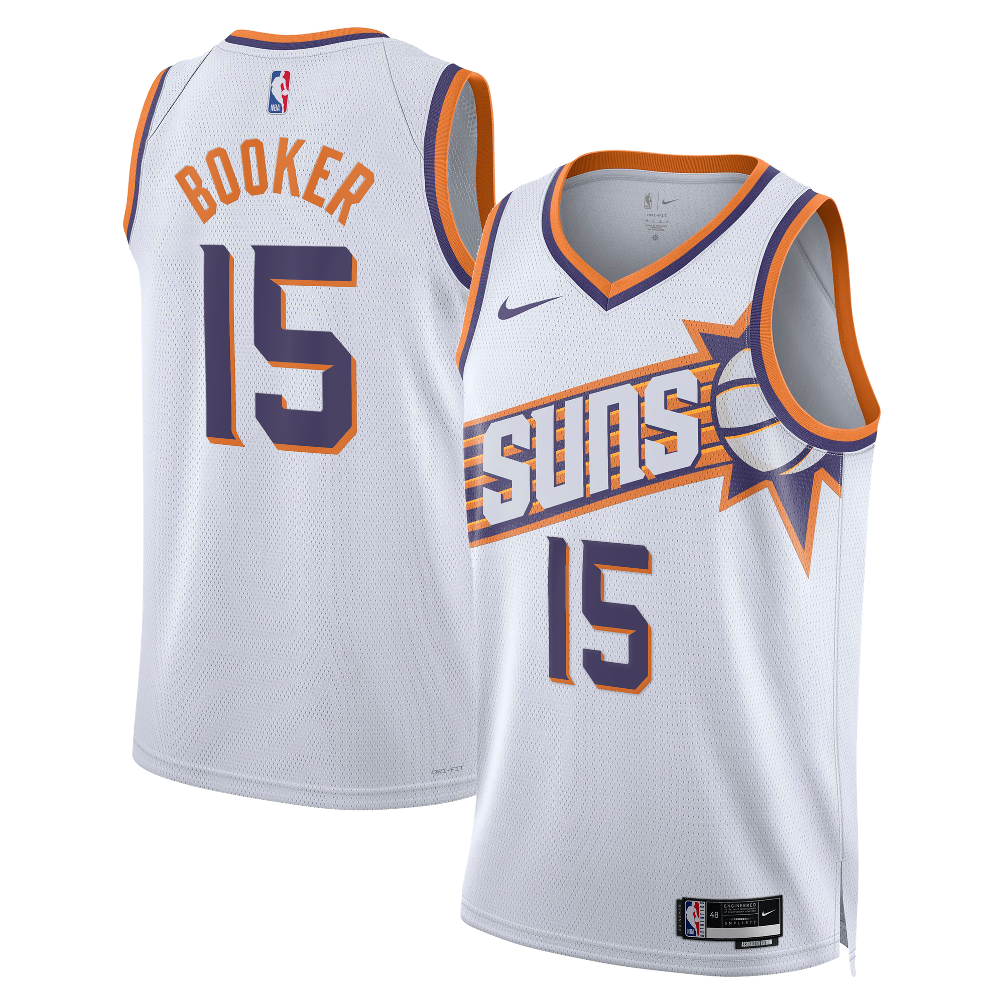 Camiseta Nike Association Swingman de los Phoenix Suns - Blanco - Devin Booker - Unisex
