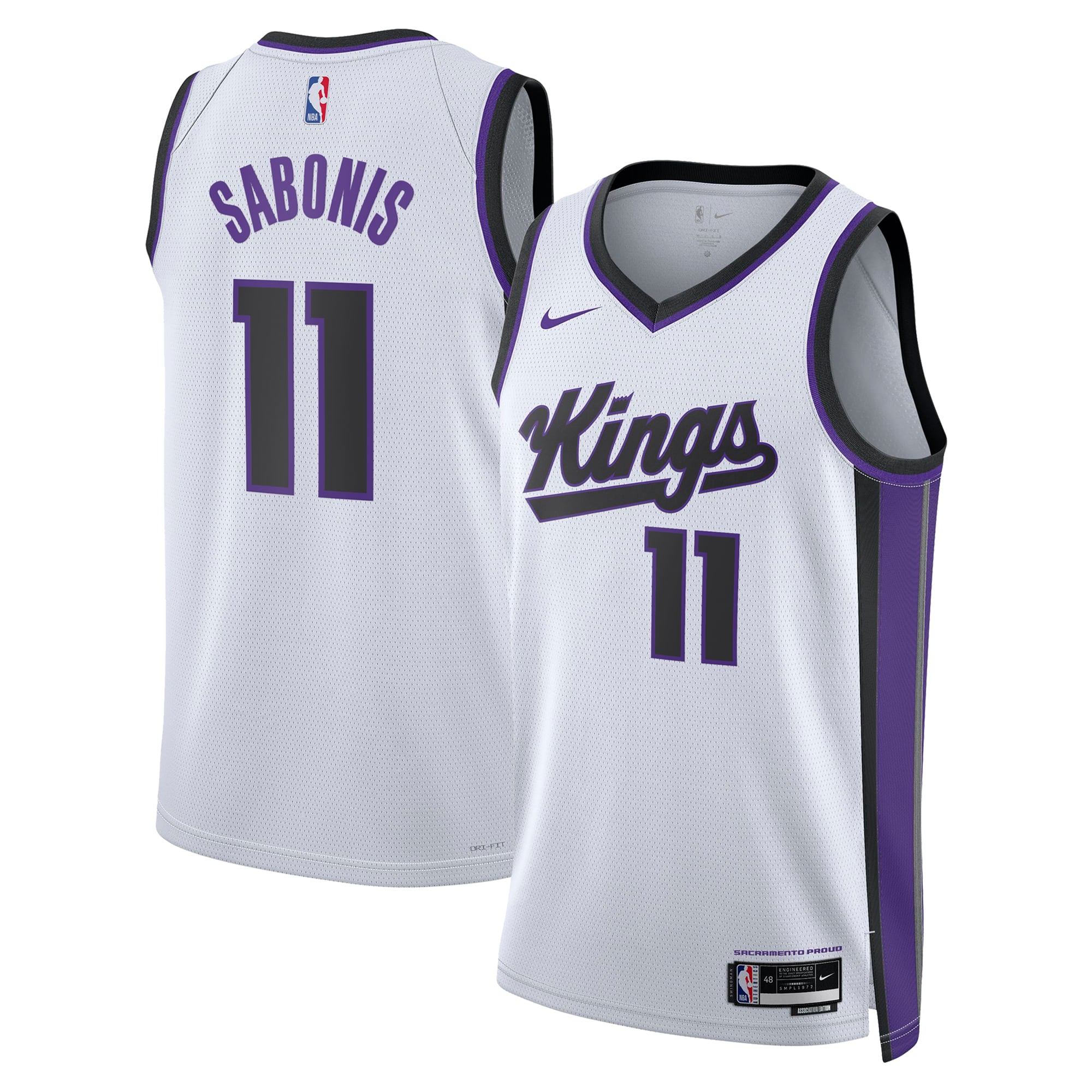 Camiseta Swingman Nike Association Edition de los Sacramento Kings - Blanco - Domantas Sabonis - Unisex