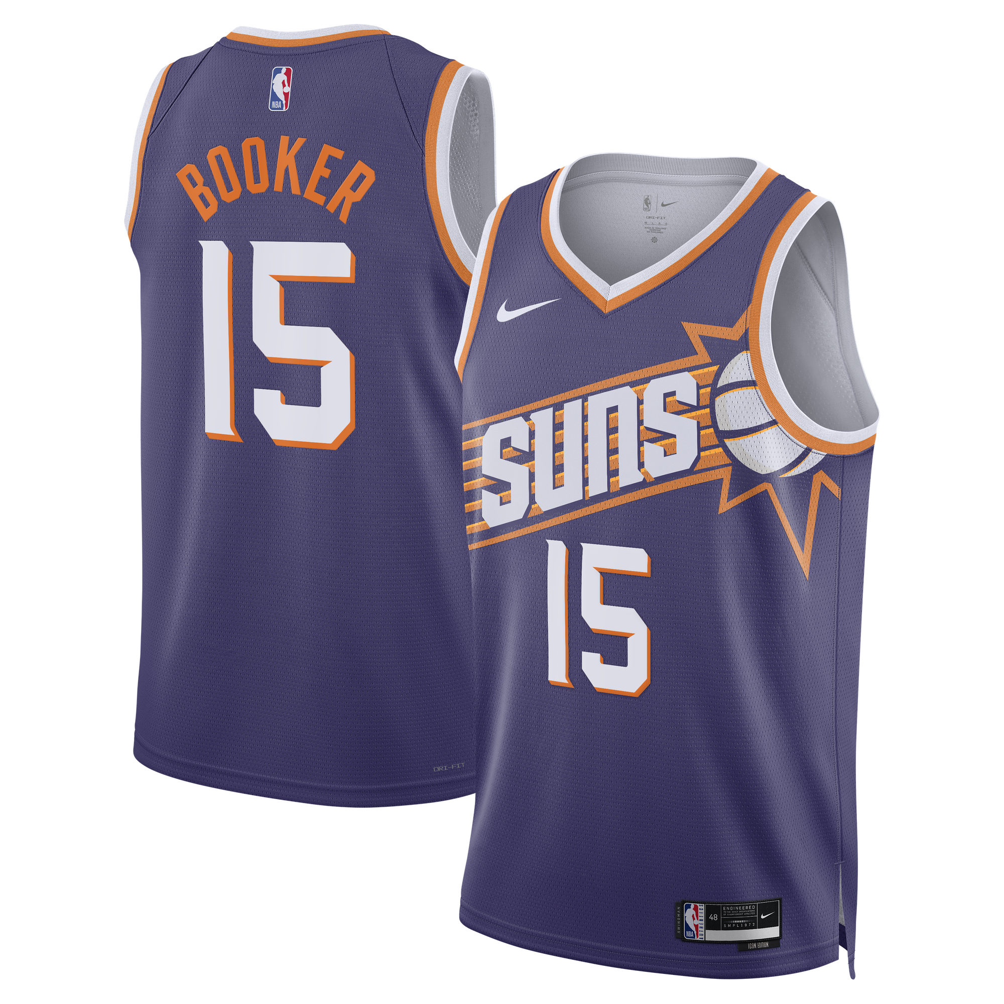 Camiseta Nike Icon Edition Swingman de los Phoenix Suns - Púrpura - Devin Booker - Unisex
