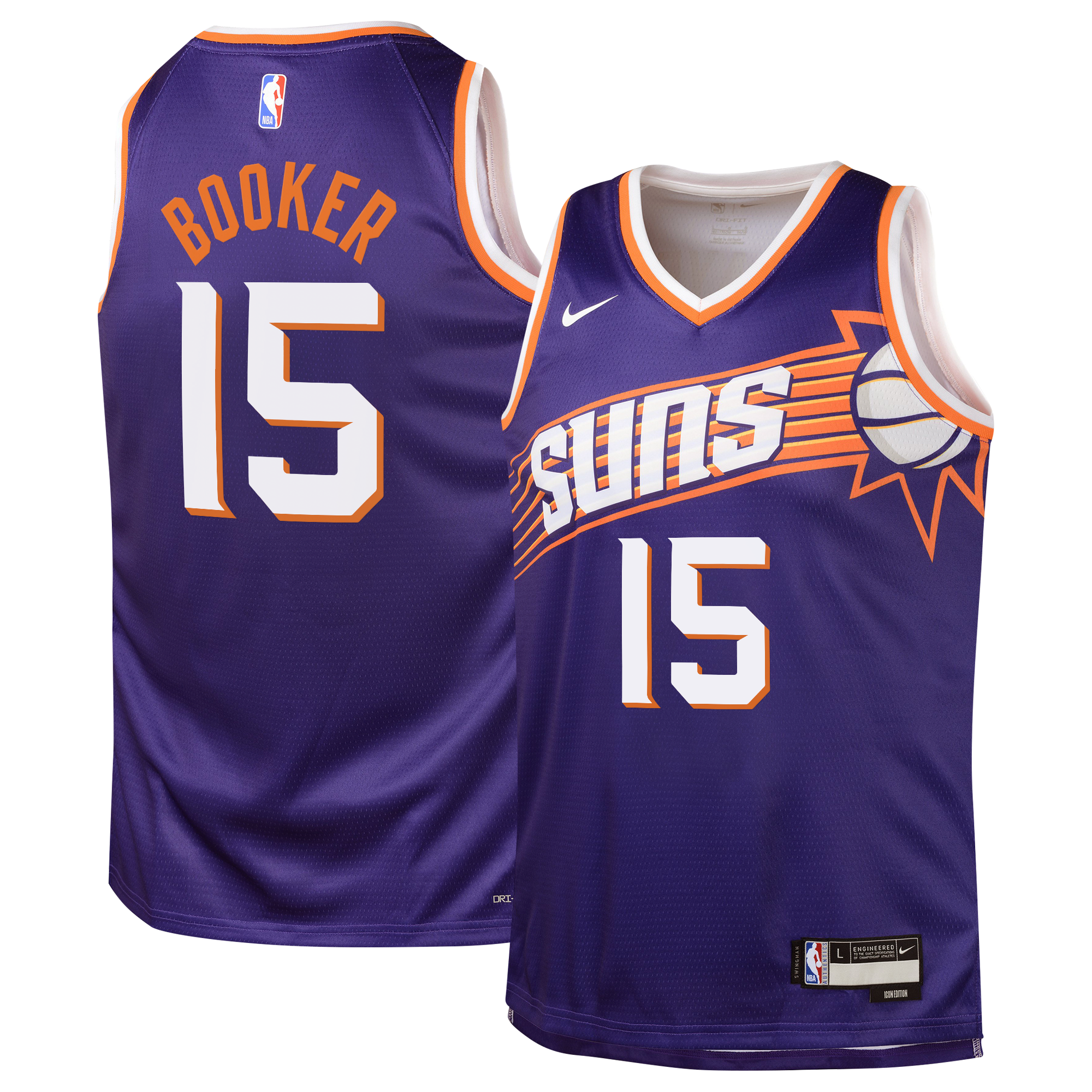 Camiseta Nike Icon Edition Swingman de los Phoenix Suns - Púrpura - Devin Booker - Adolescentes