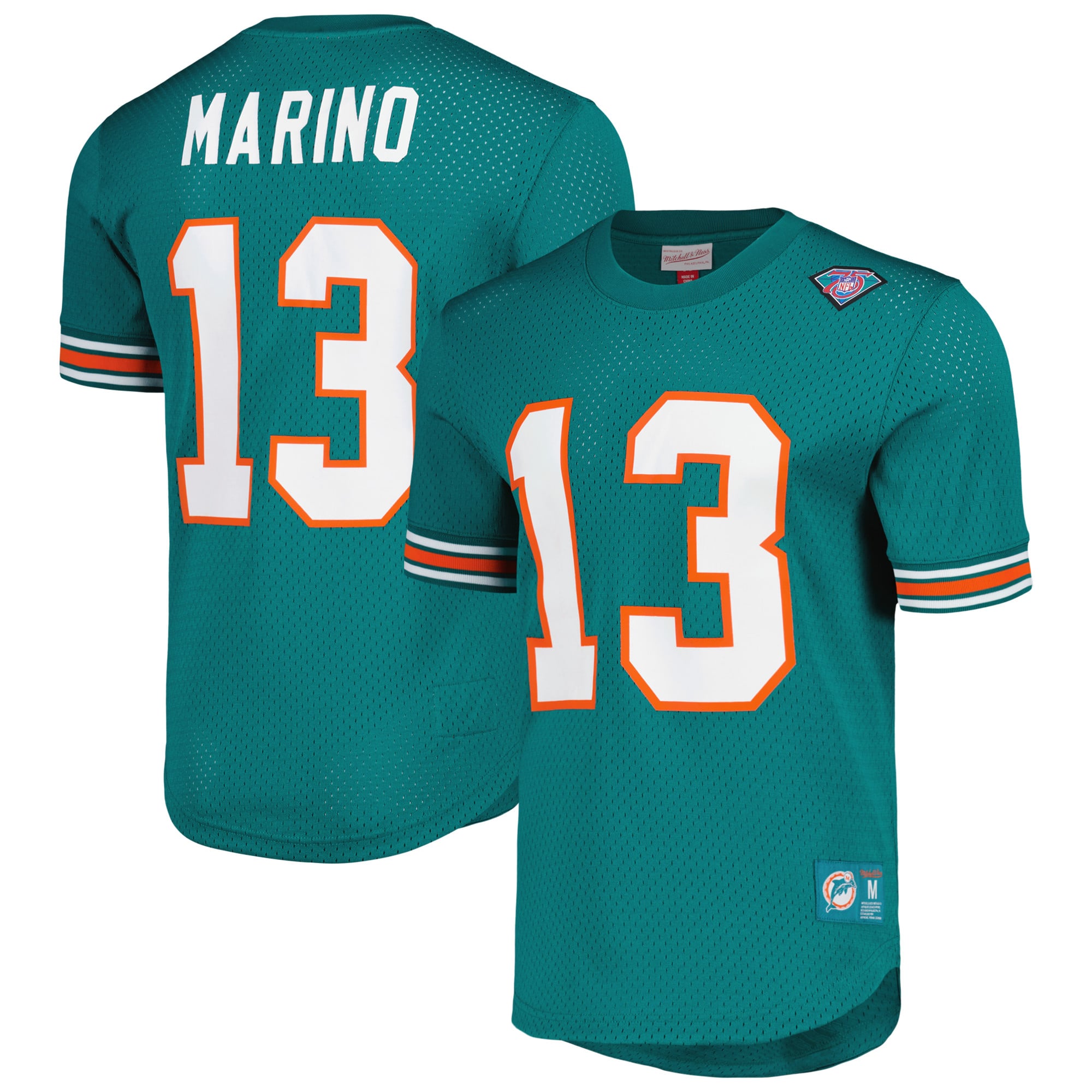 Camiseta de malla con nombre y número de jugador retirado de los Miami Dolphins, Mitchell & Ness Dan Marino Aqua para hombre