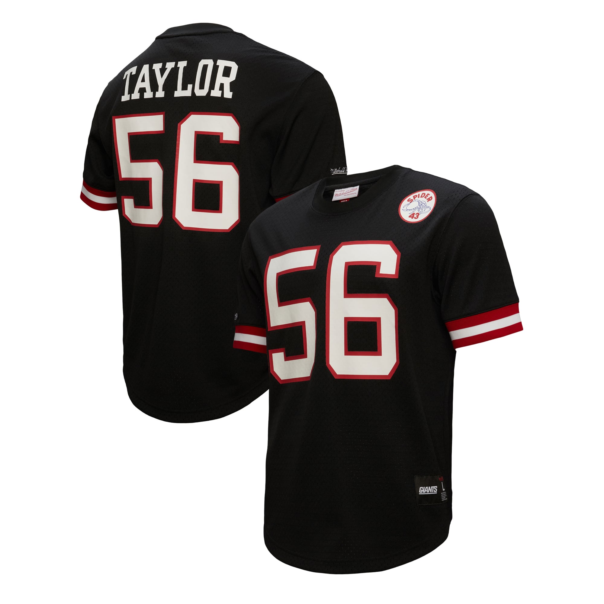 Camiseta de malla con nombre y número de jugador retirado de los New York Giants, color negro, Mitchell & Ness Lawrence Taylor para hombre