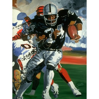 Bo Jackson Oakland Raiders Deacon Jones Foundation "Ebolution" 24" x 32" Fine Art Print by Edgar Brown