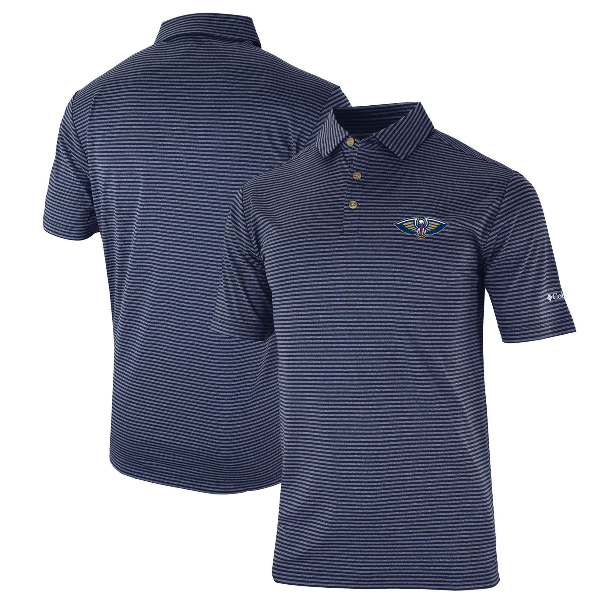 Men's Columbia Navy New Orleans Pelicans FW23 Men's Omni-Wick Club Invite II Polo