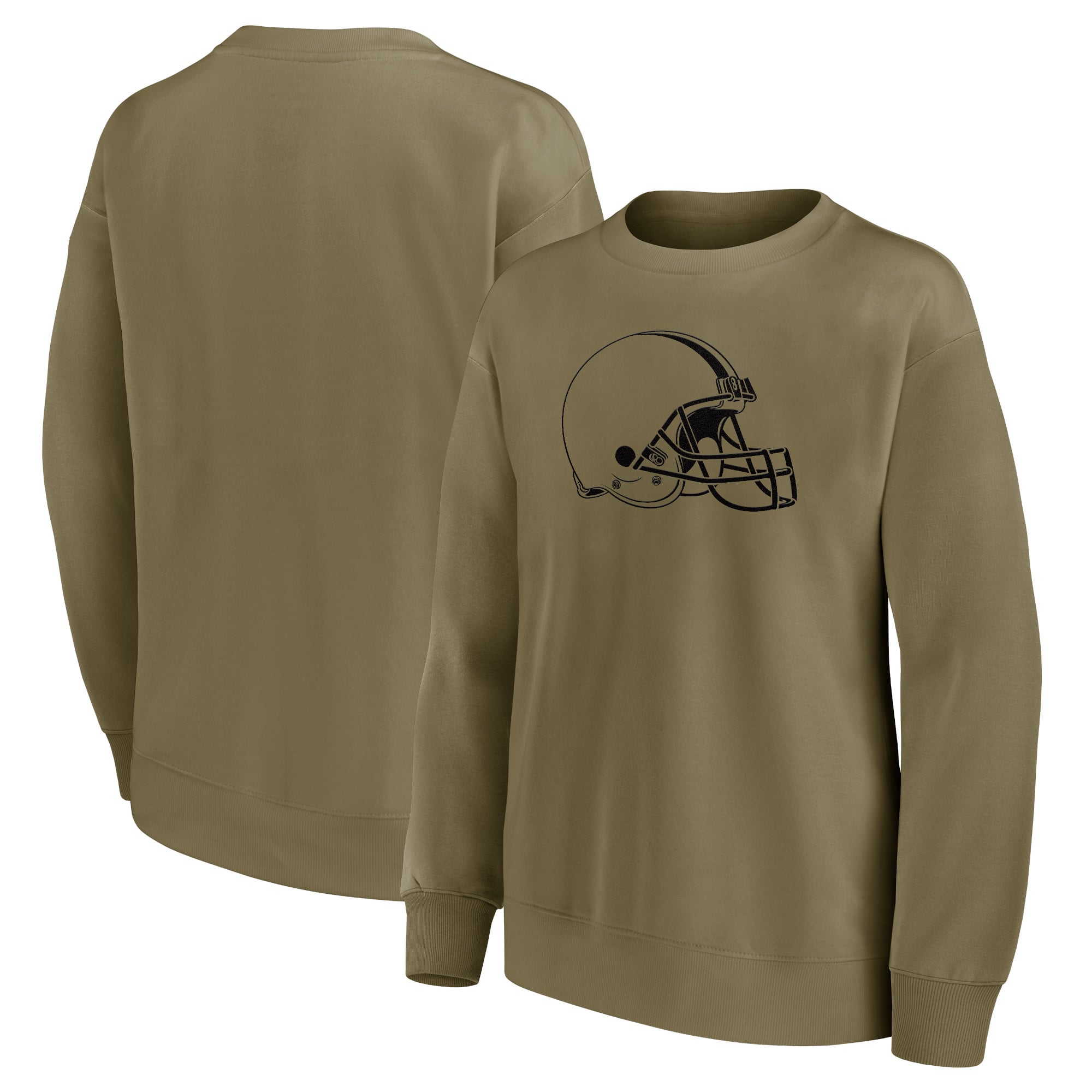 Sudadera extragrande con gráfico de logotipo monocromático de los Cleveland Browns - Mujer