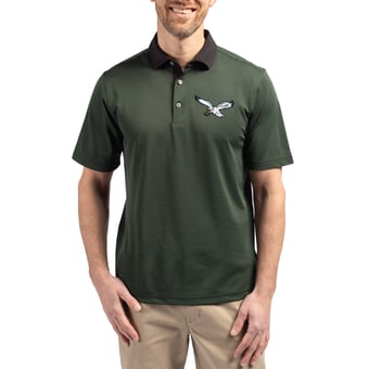 Men's Cutter & Buck Hunter Green/Black Philadelphia Eagles Virtue Eco Pique Micro Stripe Recycled Polo