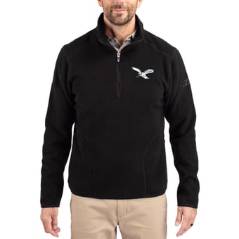 Men's Cutter & Buck Black Philadelphia Eagles Cascade Eco Sherpa Fleece Quarter-Zip Pullover Jacket