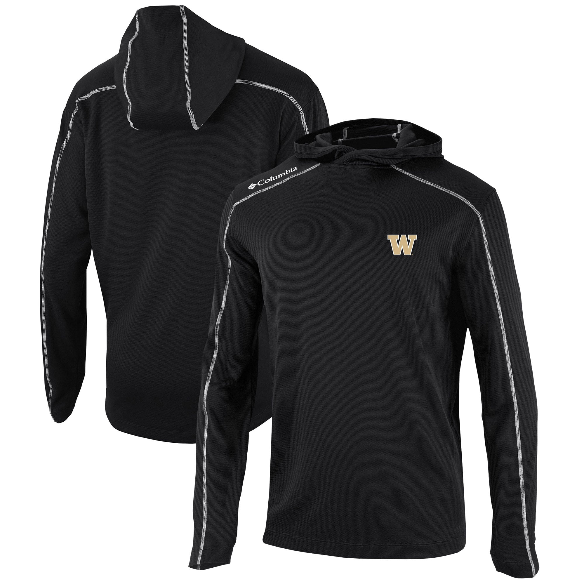 Men's Columbia Black Washington Huskies Omni-Wick Shotgun Pullover Hoodie