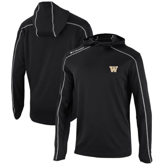 Men's Columbia Black Washington Huskies Omni-Wick Shotgun Pullover Hoodie