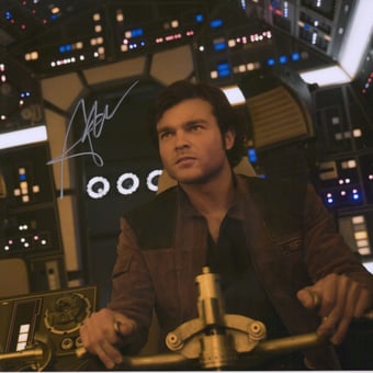 Alden Ehrenreich Solo: A Star Wars Story Autographed 11" x 14" in Millennium Falcon Photograph - Alden Hologram