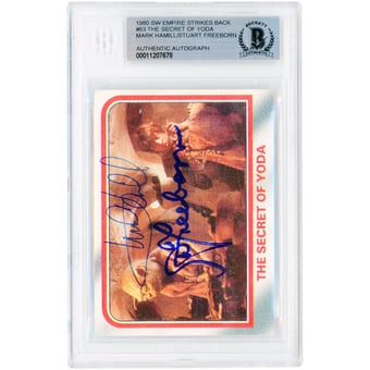 Mark Hamill and Stuart Freeborn Star Wars Autographed 1980 The Empire Strikes Back #63 Beckett Authenticated Card