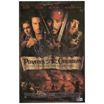 Orlando Bloom Pirates of the Caribbean Autographed 12" x 18" Curse of the Black Pearl Movie Poster