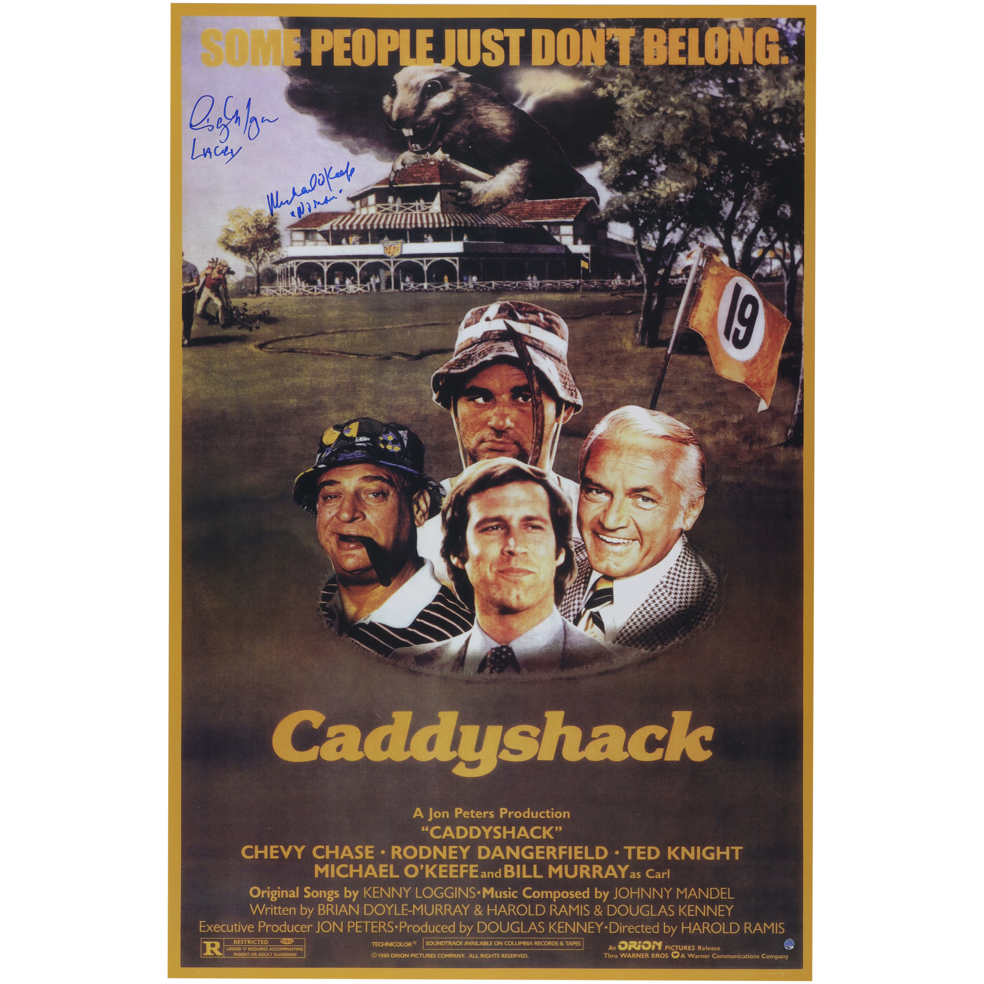 Cindy Morgan and Michael O'Keefe Caddyshack Autographed 23" x 35.5" Movie Poster with "Lacey and Noonan" Inscriptions