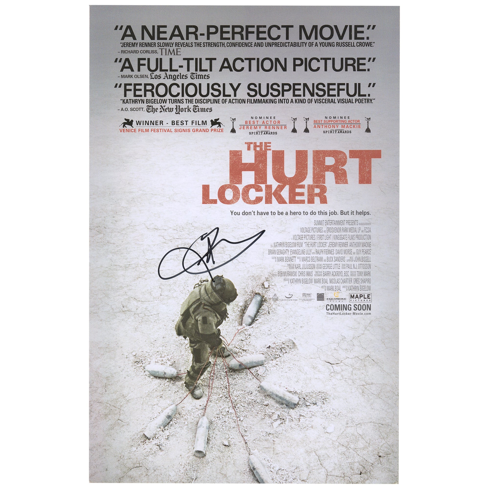 Jeremy Renner The Hurt Locker Autographed 11" x 17" Movie Poster