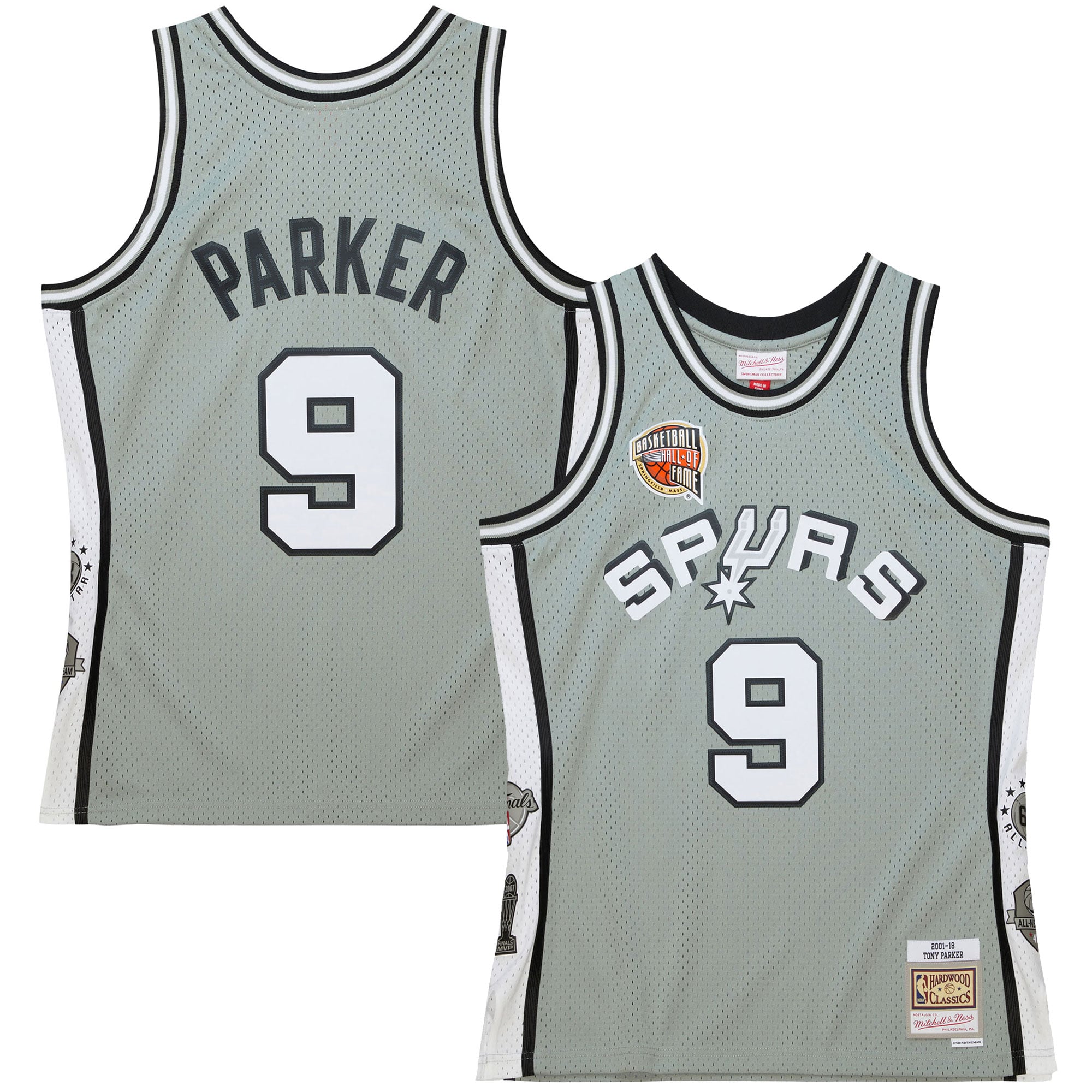 Unisex Mitchell & Ness Tony Parker Gray San Antonio Spurs Hall of Fame Class of 2023 Throwback Swingman Jersey