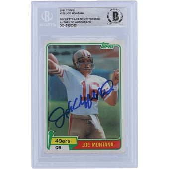 Joe Montana San Francisco 49ers Autographed Topps Series 1 Full Name Signature #216 Beckett Fanatics Witnessed Authenticated Rookie Card