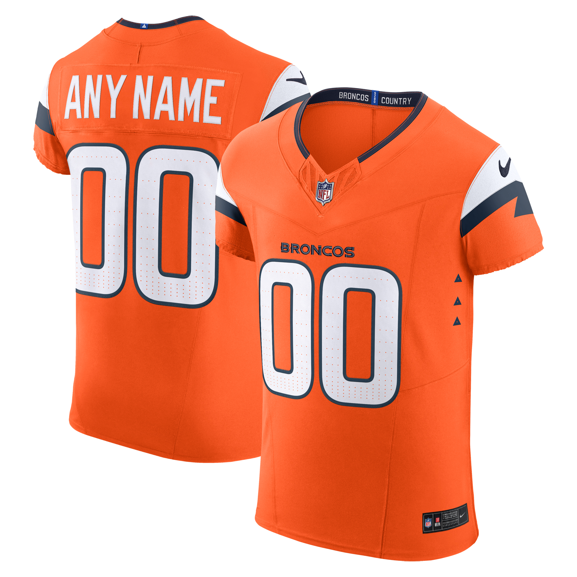 Men's Nike Orange Denver Broncos Team Vapor F.U.S.E. Elite Custom Jersey