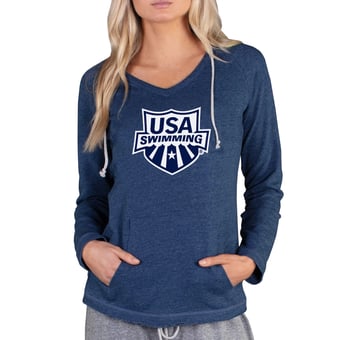 Women's Concepts Sport Navy USA Swimming Mainstream Terry Tri-Blend Pullover Hoodie