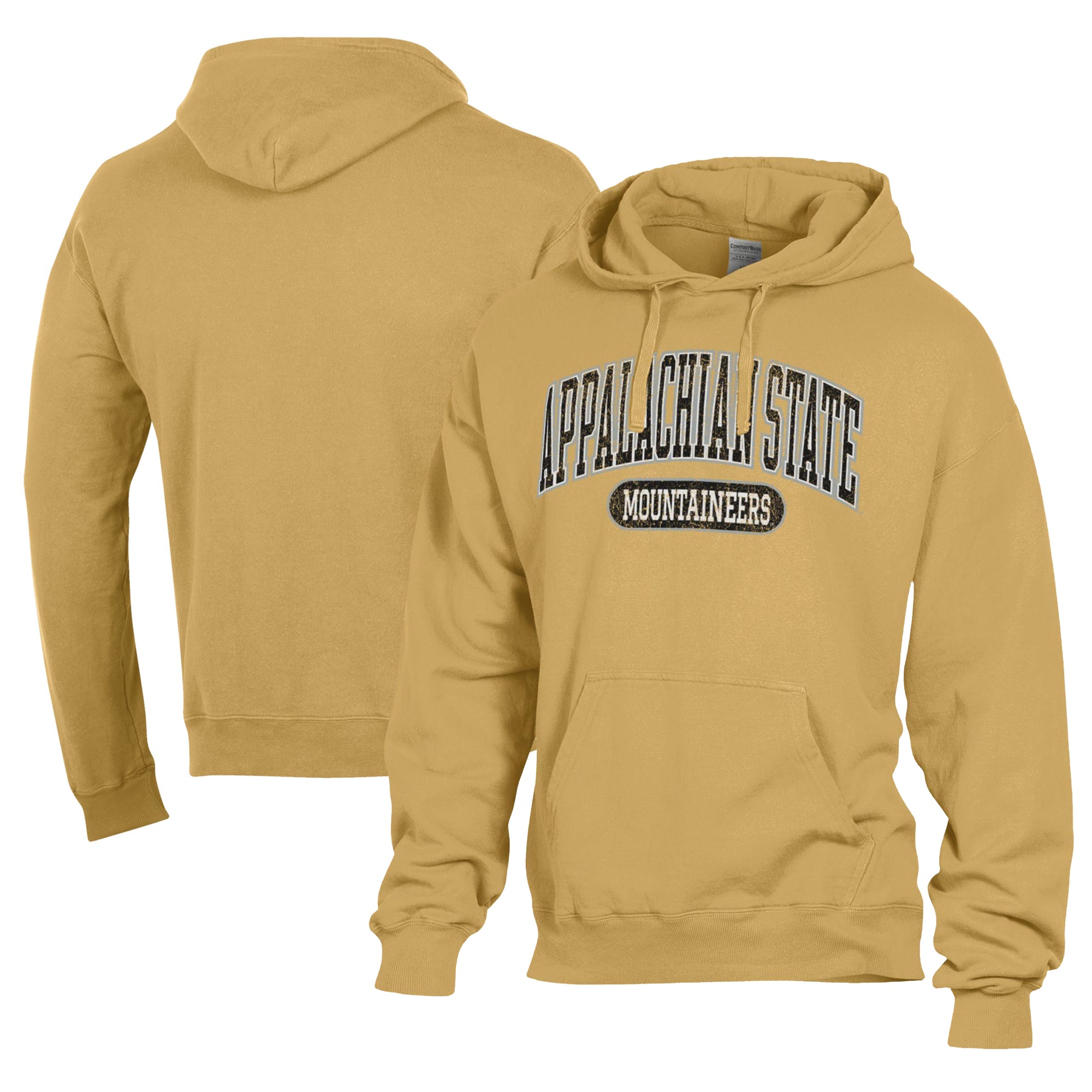 Men's Comfort Wash  Gold Appalachian State Mountaineers Lightweight Fleece Pullover Hoodie