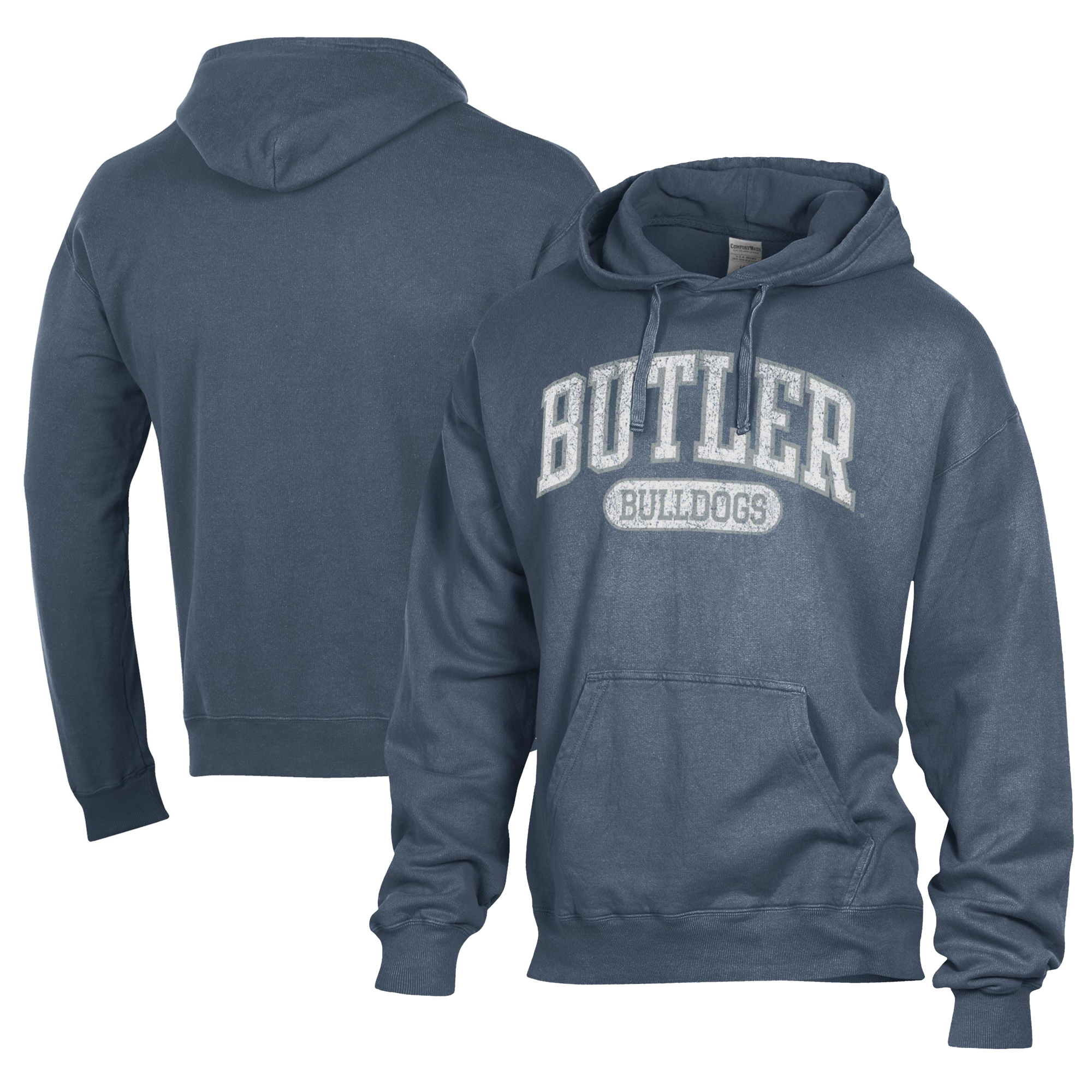 Men's Comfort Wash  Navy Butler Bulldogs Lightweight Fleece Pullover Hoodie