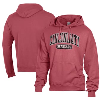 Men's Comfort Wash  Red Cincinnati Bearcats Lightweight Fleece Pullover Hoodie