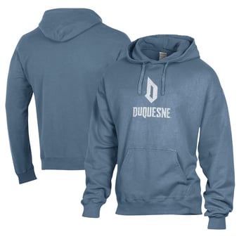 Men's Comfort Wash  Blue Duquesne Dukes Lightweight Fleece Pullover Hoodie