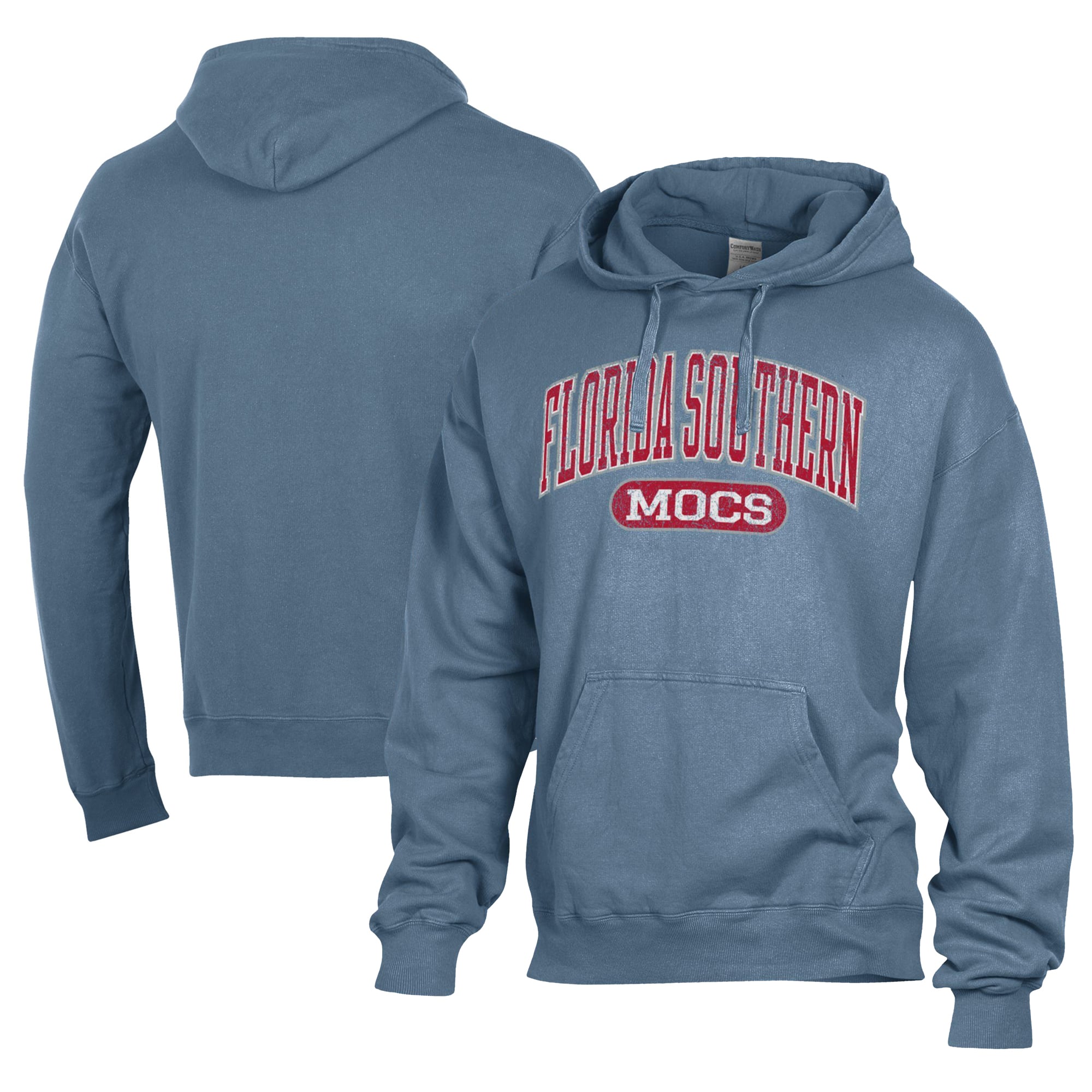 Men's Comfort Wash  Blue Florida Southern Mocs Lightweight Fleece Pullover Hoodie