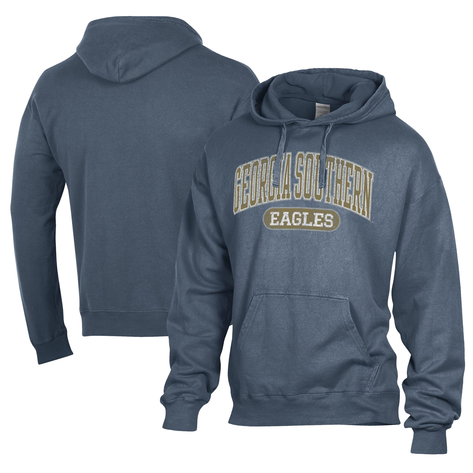 Men's Comfort Wash  Blue Georgia Southern Eagles Lightweight Fleece Pullover Hoodie