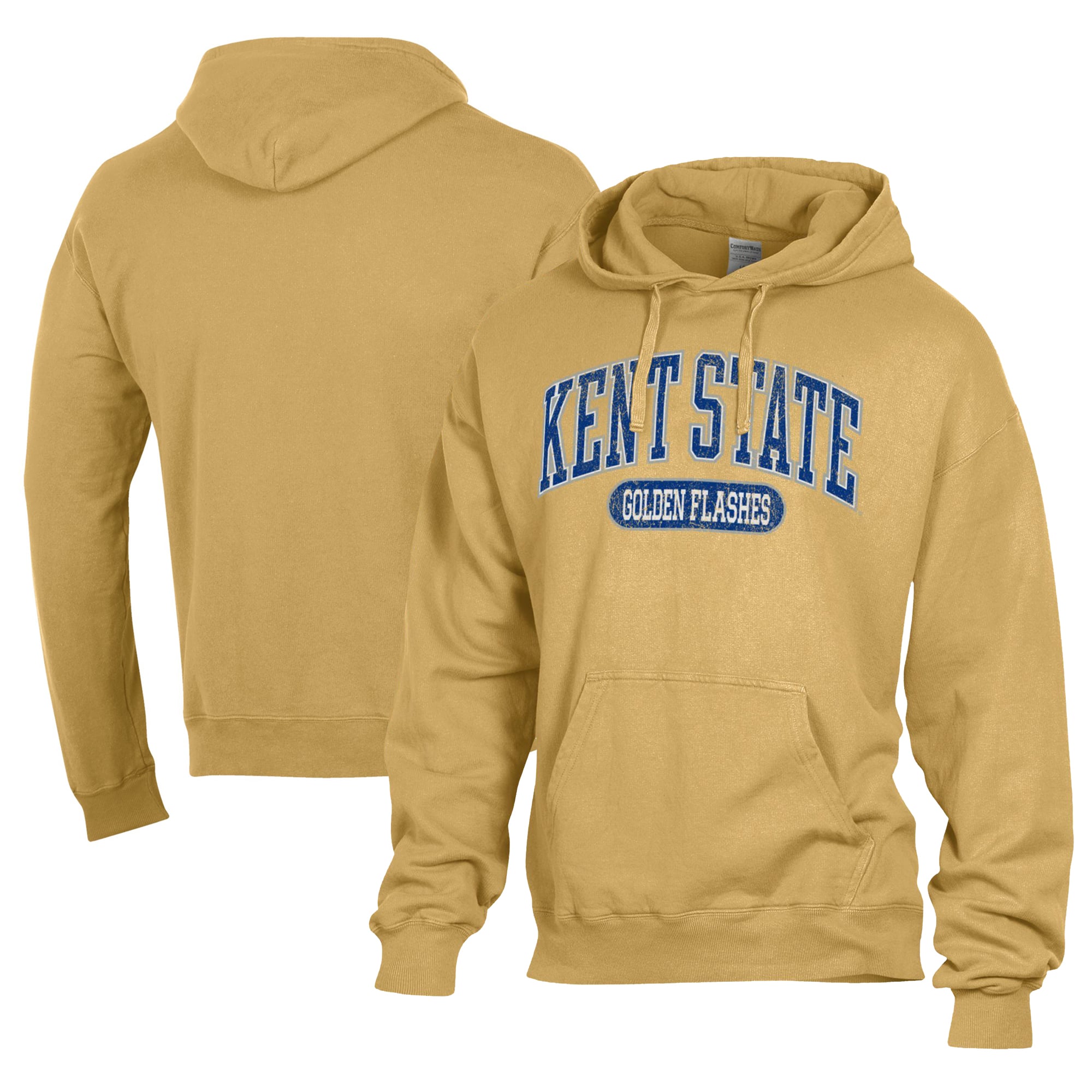 Men's Comfort Wash  Gold Kent State Golden Flashes Lightweight Fleece Pullover Hoodie