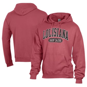 Men's Comfort Wash  Cardinal Louisiana Ragin' Cajuns Lightweight Fleece Pullover Hoodie