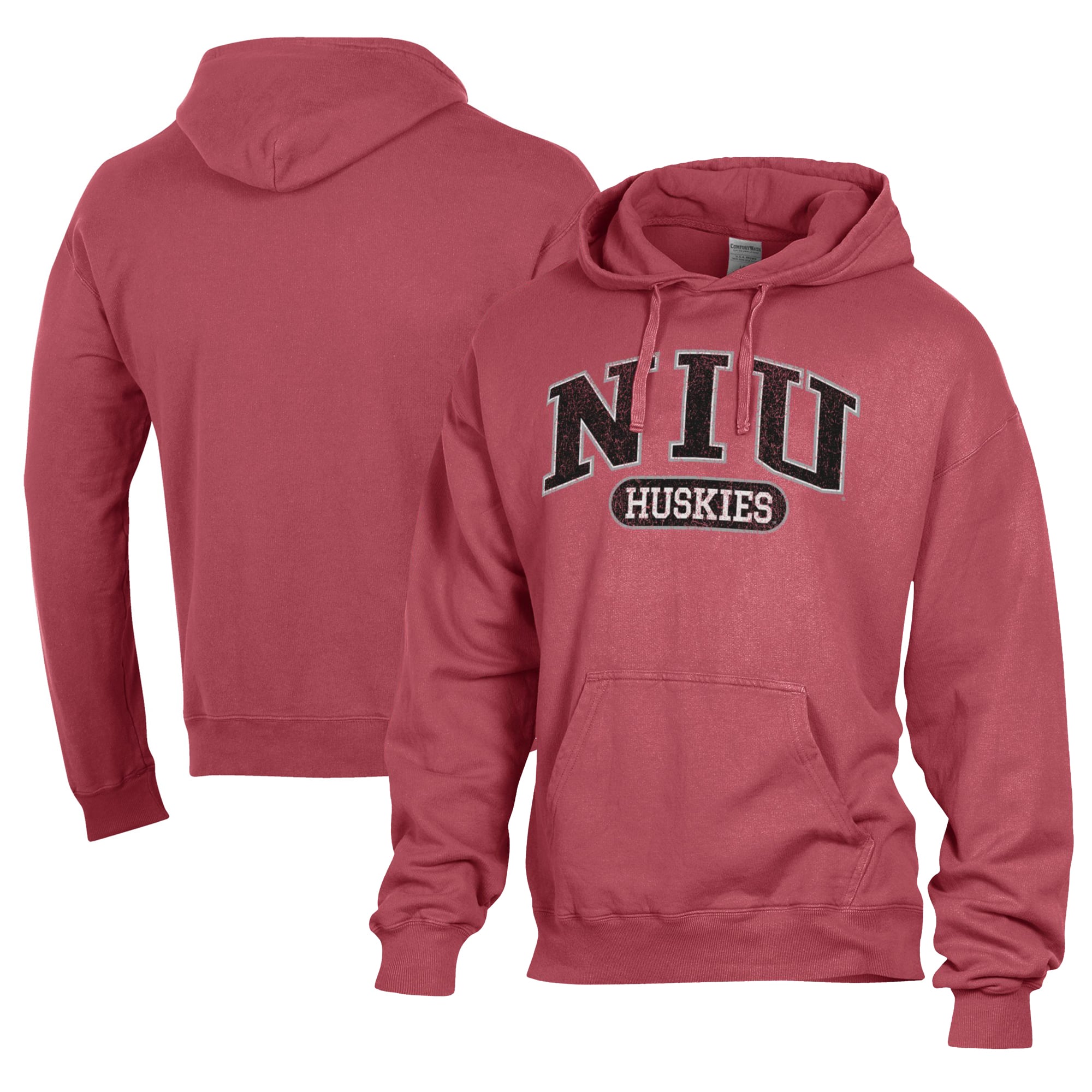 Men's Comfort Wash  Cardinal Northern Illinois Huskies Lightweight Fleece Pullover Hoodie