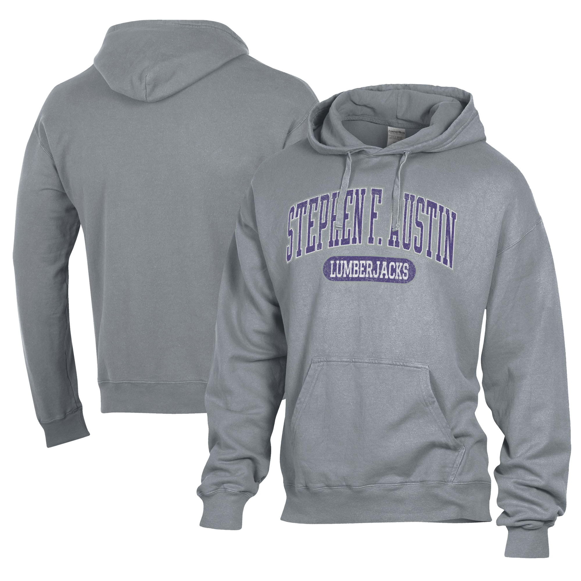 Men's Comfort Wash  Gray Stephen F Austin Lumberjacks Lightweight Fleece Pullover Hoodie