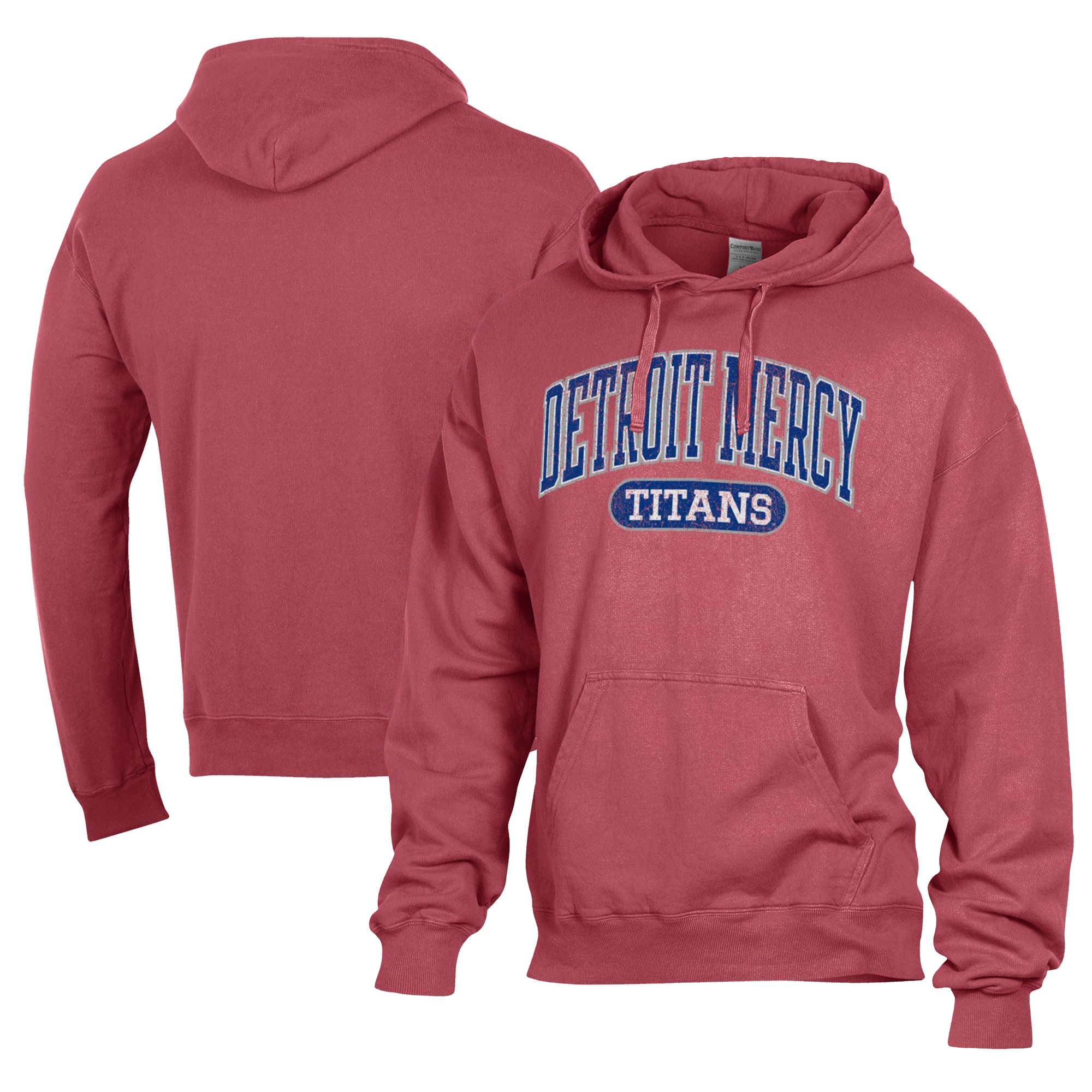 Men's Comfort Wash Detroit Mercy Titans Lightweight Fleece Pullover Hoodie