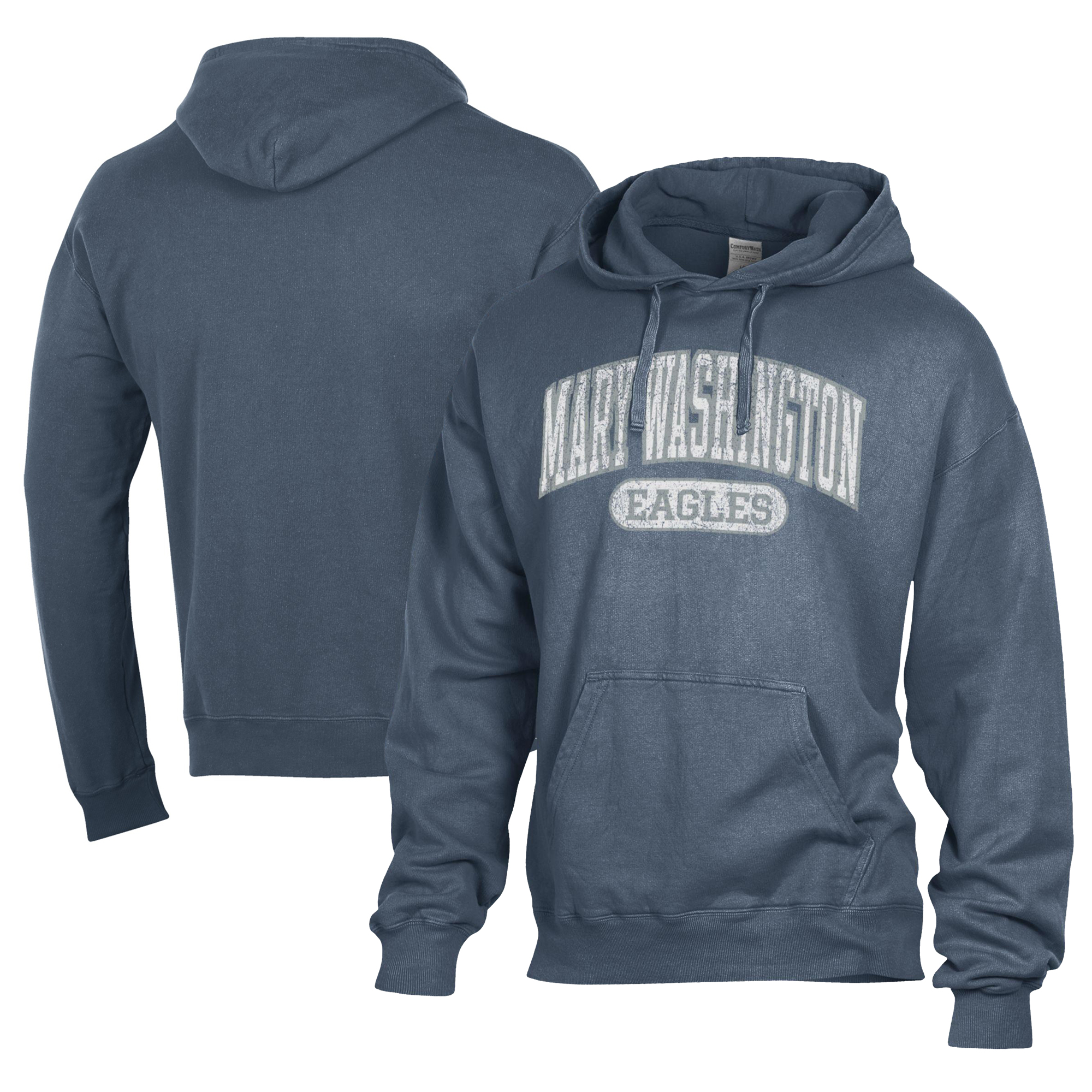 Men’s Comfort Wash Blue University of Mary Washington Eagles Lightweight Fleece Pullover Hoodie