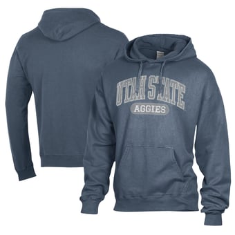 Men's Comfort Wash  Navy Utah State Aggies Lightweight Fleece Pullover Hoodie