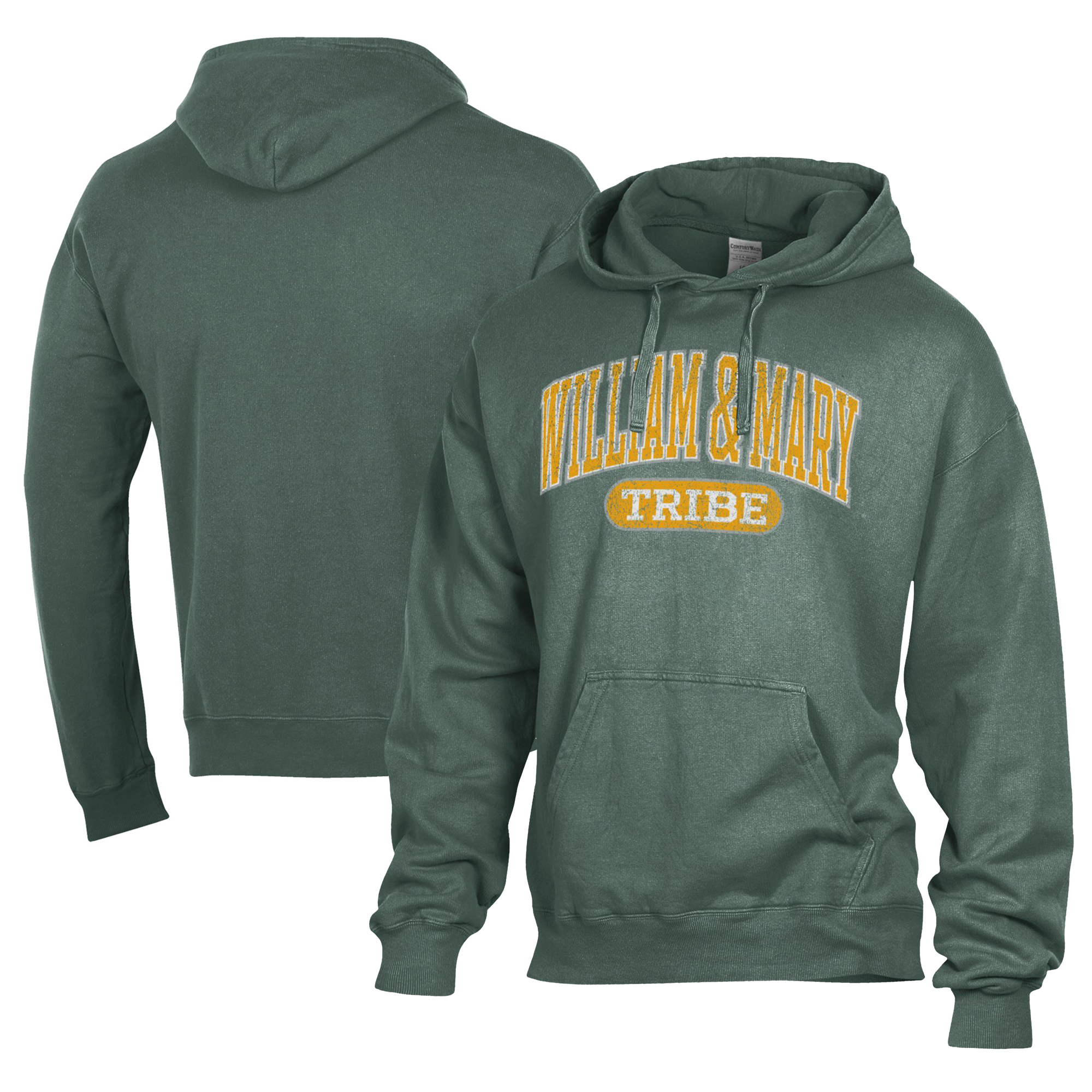 Men's Comfort Wash  Green William & Mary Tribe Lightweight Fleece Pullover Hoodie