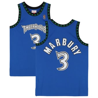 Stephon Marbury Minnesota Timberwolves Autographed Blue Mitchell & Ness 1996-97 Swingman Jersey