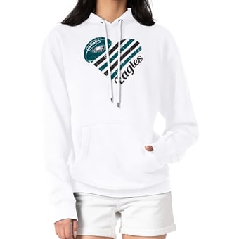Women's G-III 4Her by Carl Banks  White Philadelphia Eagles Heart Graphic Fleece Pullover Hoodie