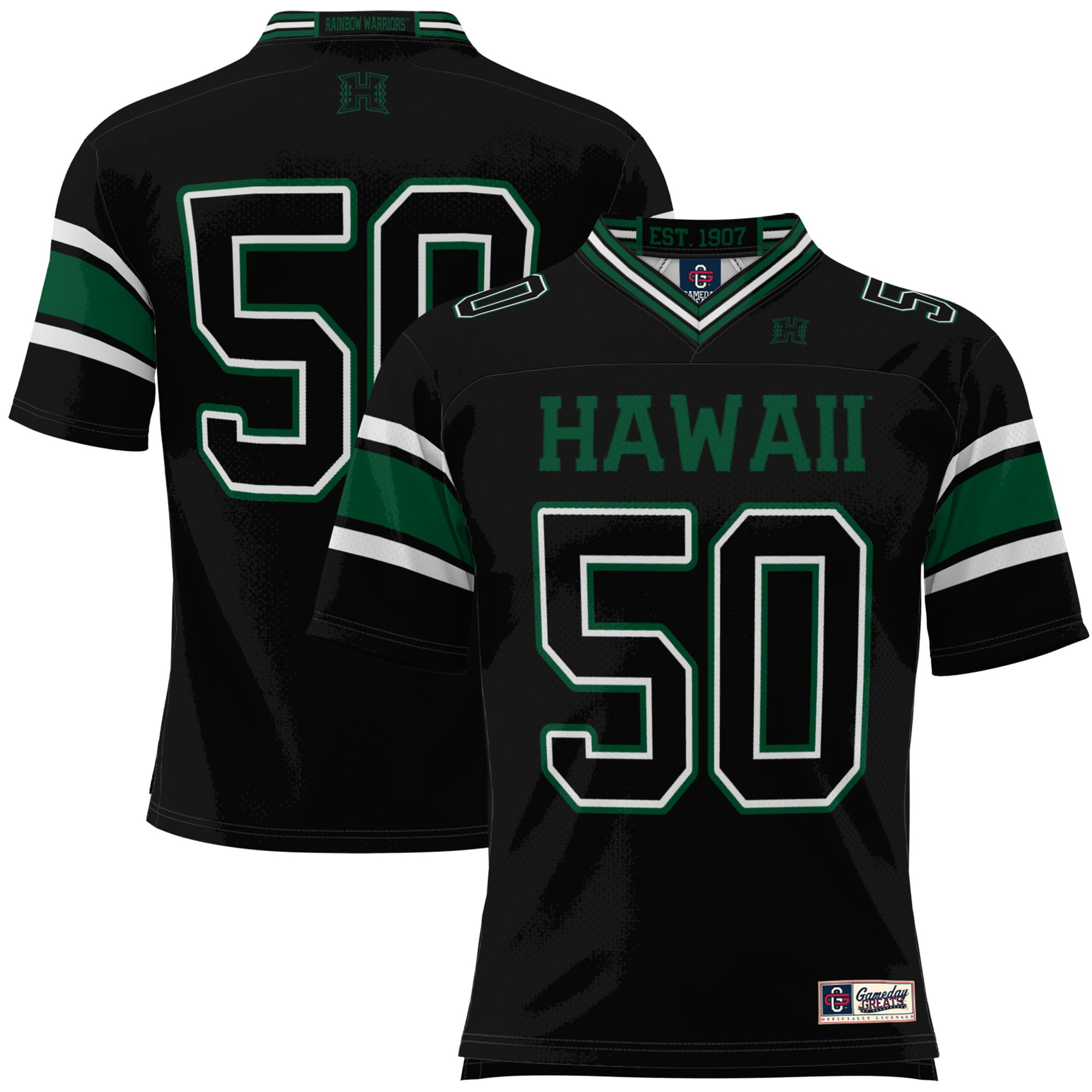 Youth GameDay Greats #50 Black Hawaii Rainbow Warriors Football Jersey