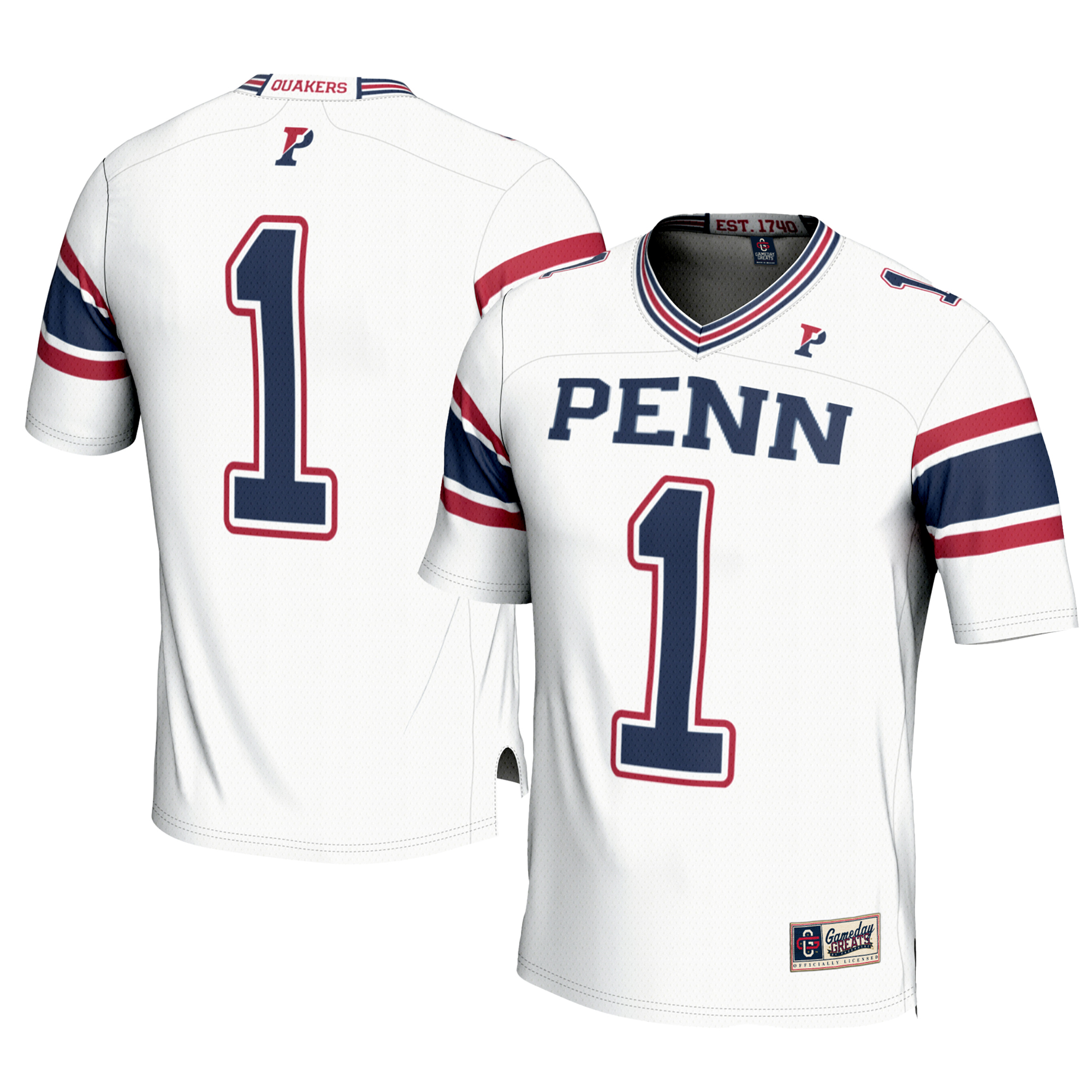 Men’s GameDay Greats #1 White Pennsylvania Quakers Football Jersey Men’s GameDay Greats #1 White Pennsylvania Quakers Football Jersey