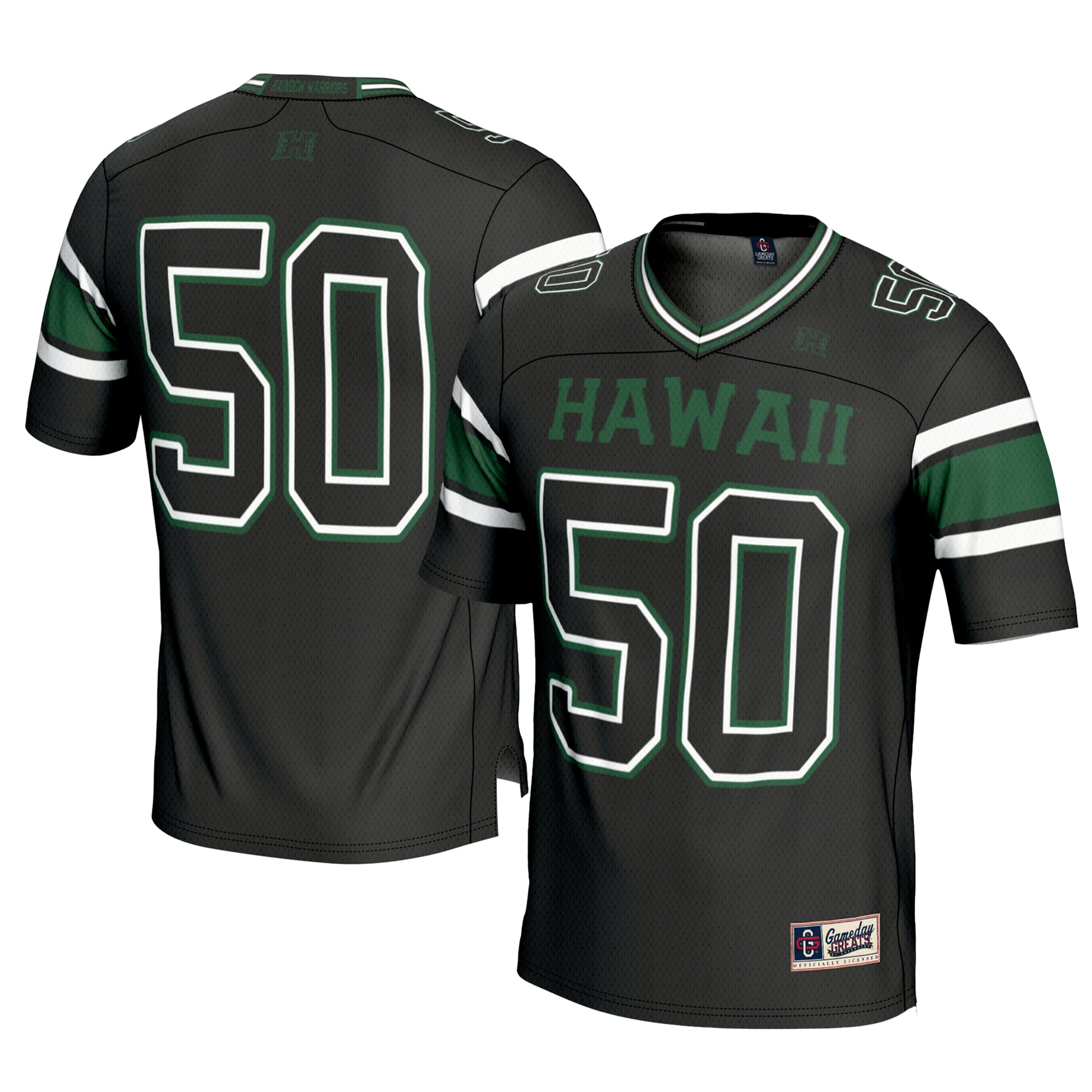 Men's GameDay Greats #1 Black Hawaii Rainbow Warriors Football Jersey