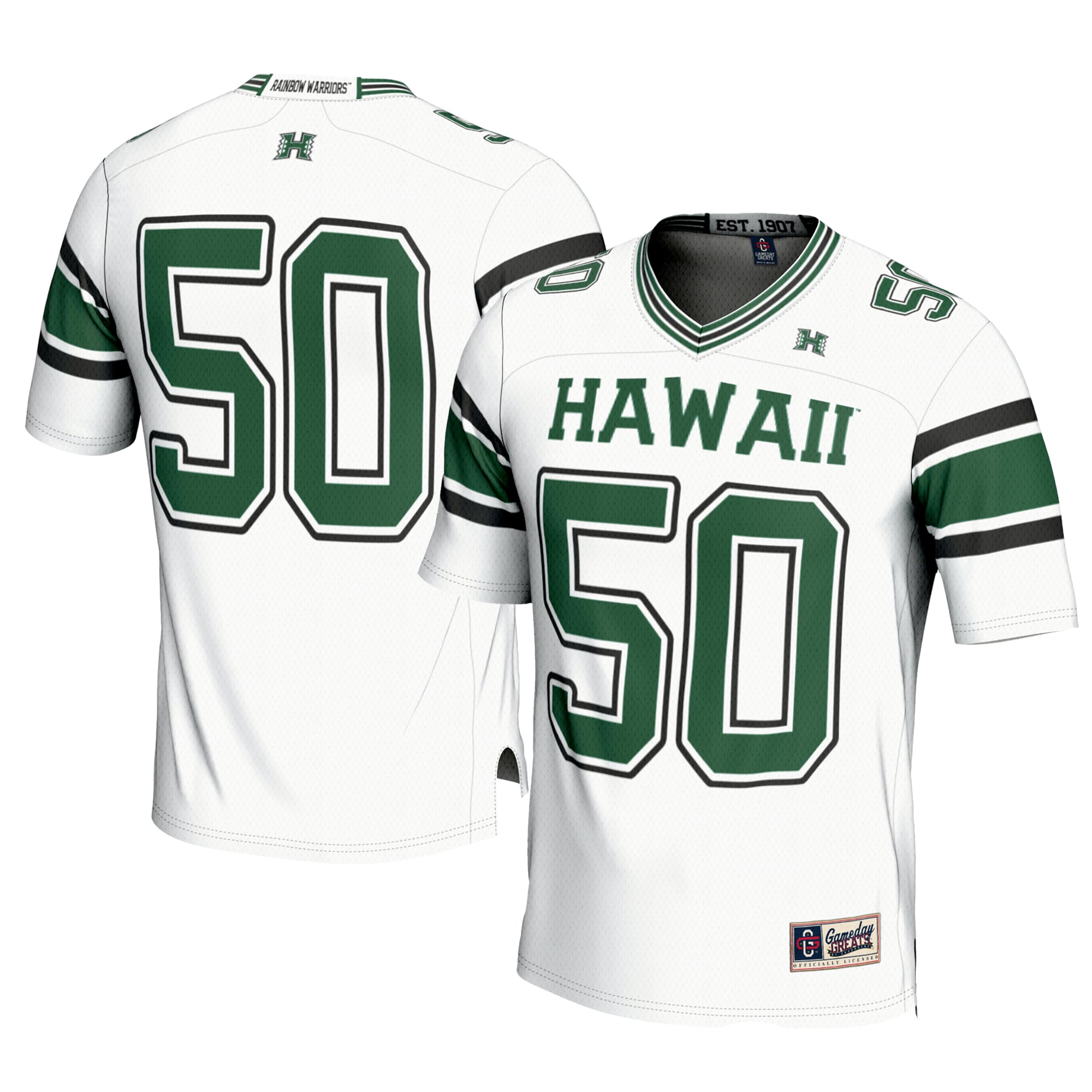 Men's GameDay Greats #1 White Hawaii Rainbow Warriors Football Jersey