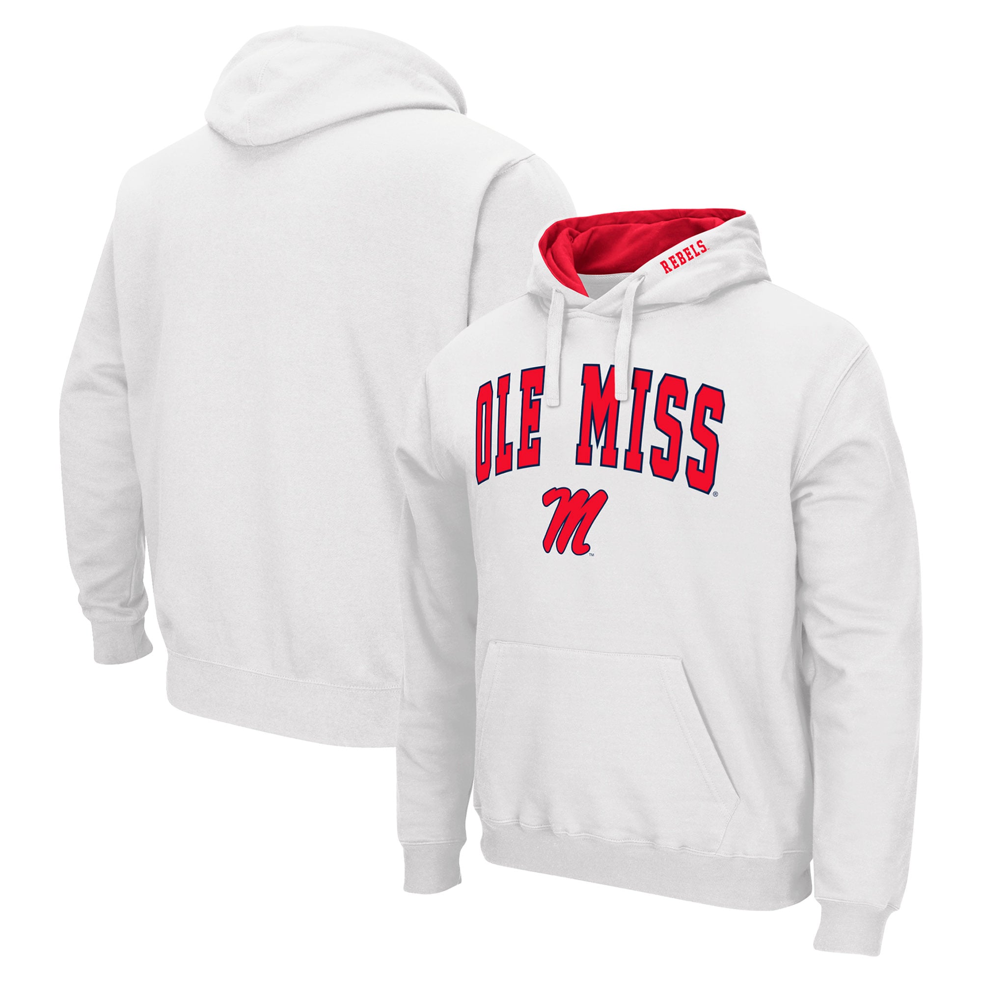 Men's Colosseum White Ole Miss Rebels Arch & Logo Hoodie