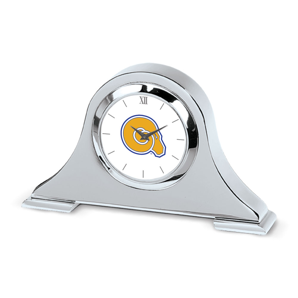 Silver Albany State Golden Rams Napoleon Desk Clock