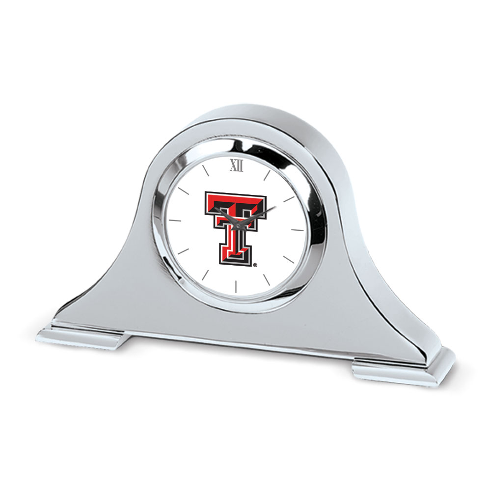 Silver Texas Tech Red Raiders Napoleon Desk Clock