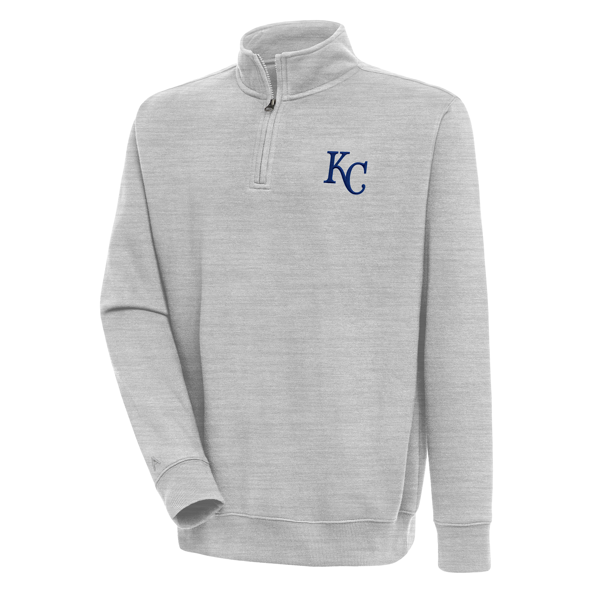 Men’s Antigua Heather Gray Kansas City Royals Victory Quarter-Zip Pullover Top Men’s Antigua Heather Gray Kansas City Royals Victory Quarter-Zip Pullover Top