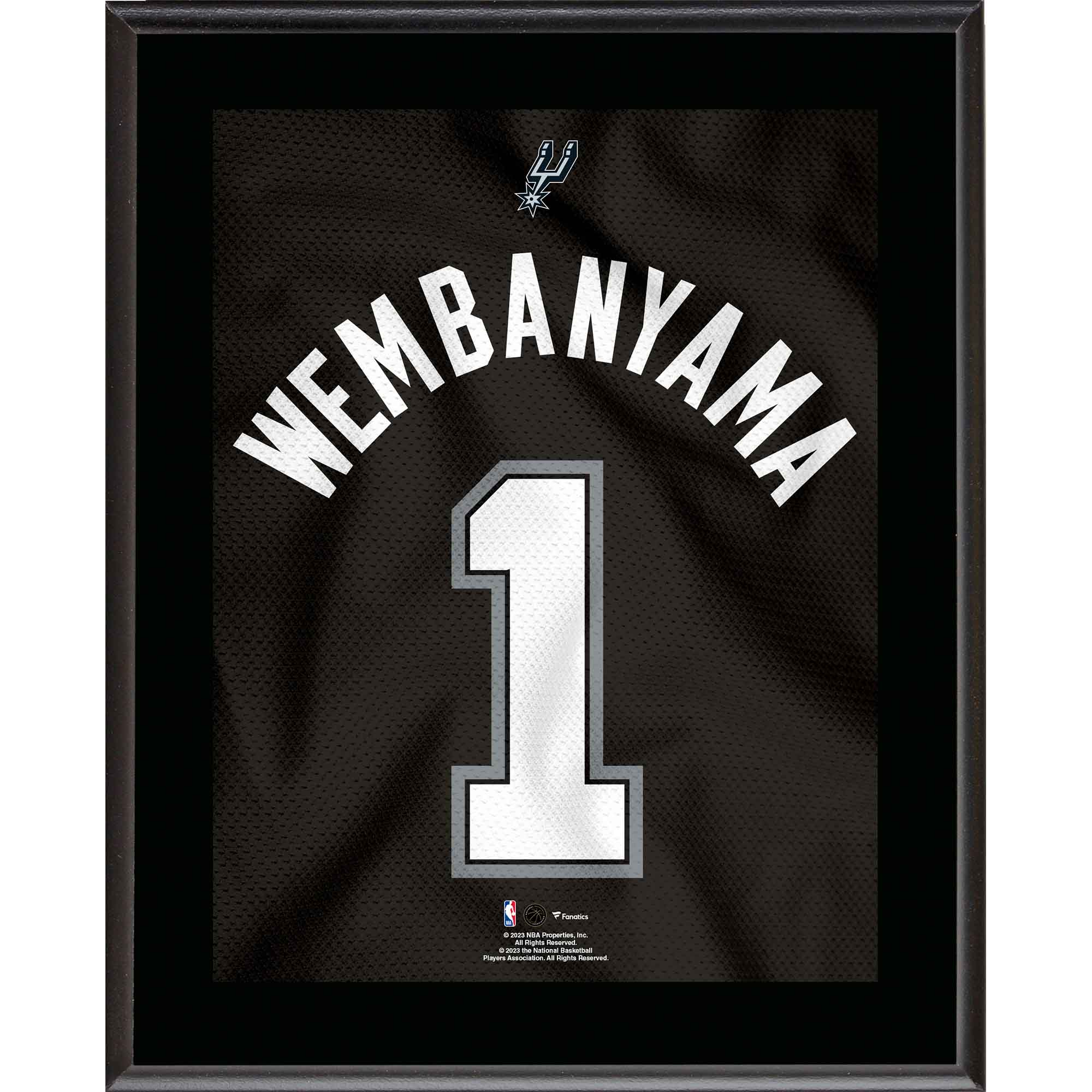 Victor Wembanyama San Antonio Spurs 10.5" x 13" #1 Black Jersey Sublimated Plaque
