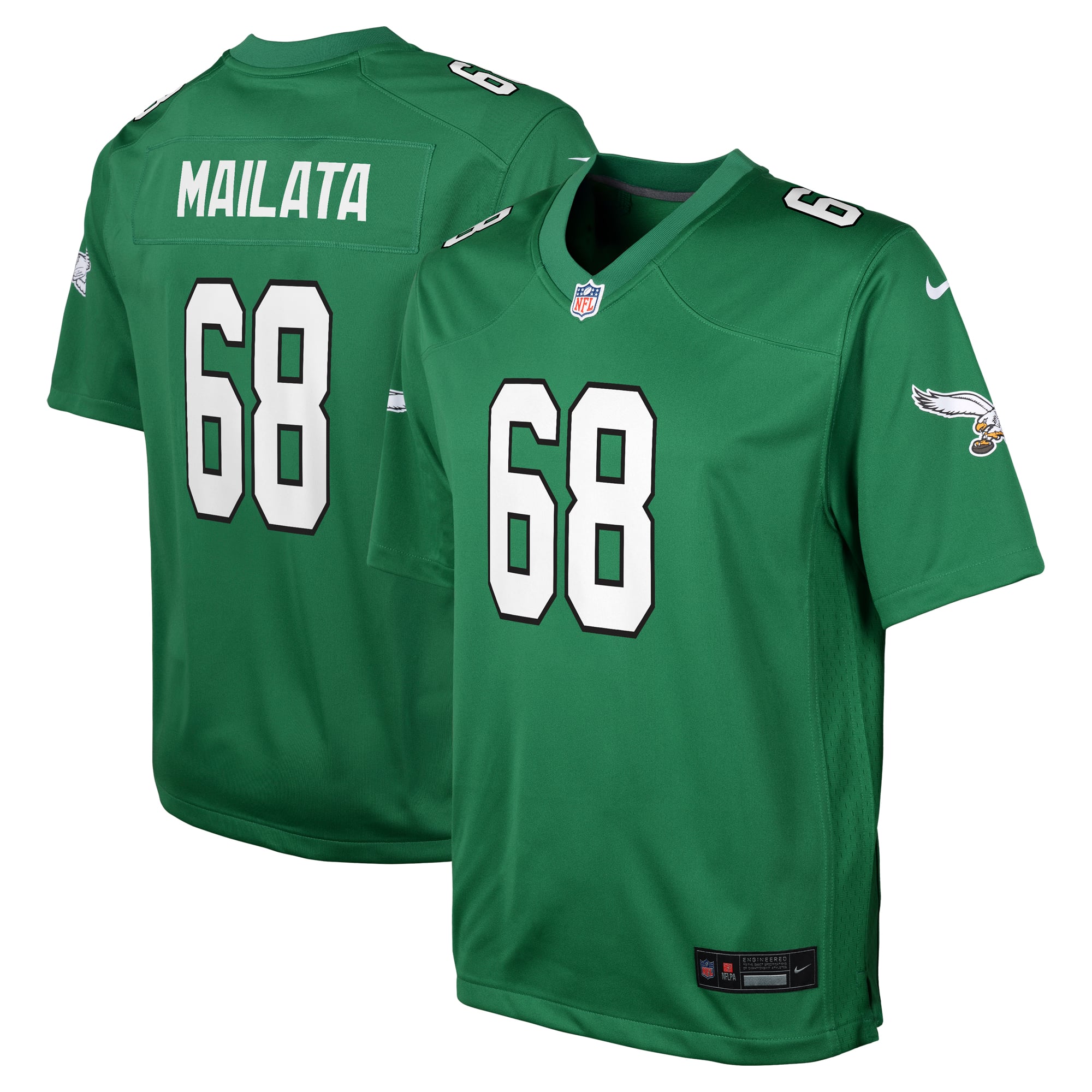 Camiseta Nike Game de la 3ª equipación del Philadelphia Eagles - Verde Kelly - Jordan Mailata - Jovenes