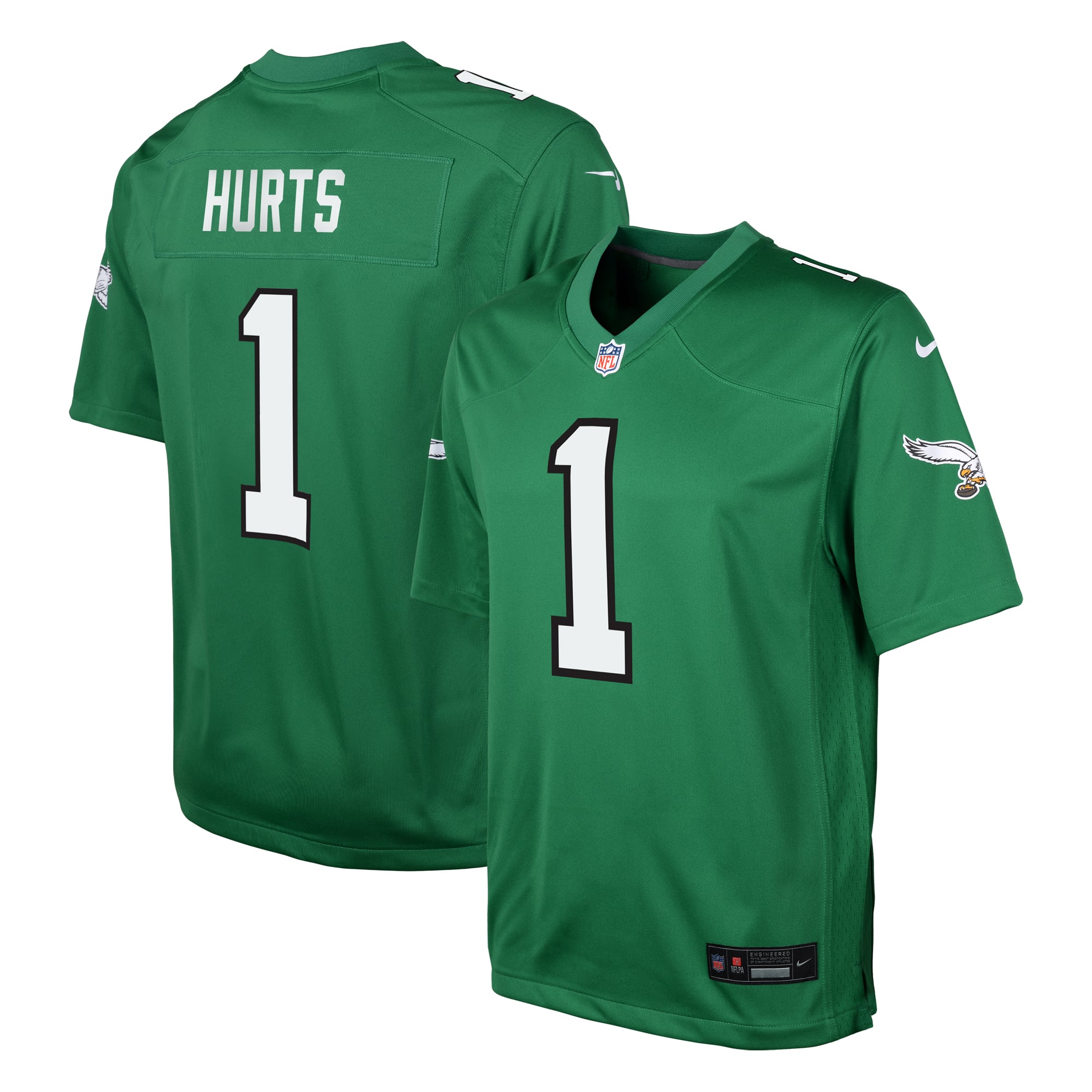 Camiseta Nike Game de la 3ª equipación del Philadelphia Eagles - Verde Kelly - Jalen Hurts - Jovenes